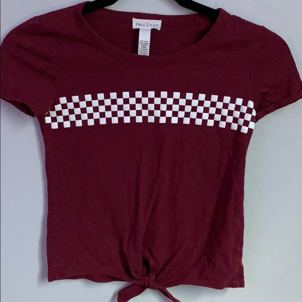 girls full tilt checkered knot shirt